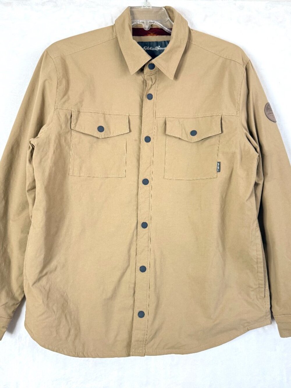 Eddie Bauer Sherpa Lined Snap Shirt Jacket Mens L Outdoor Travel Cabincore